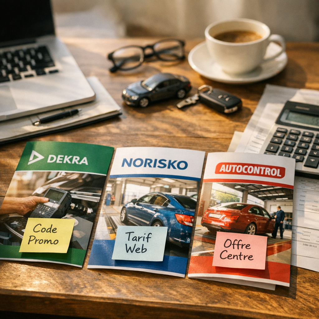Comparer les remises DEKRA, NORISKO et AUTOCONTROL : code promo, tarif web, offre centre ou partenariat ?
