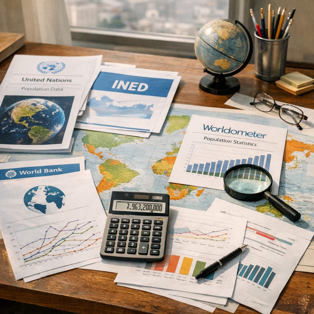 Pourquoi les chiffres diffèrent selon l’ONU, la Banque mondiale, l’Ined ou Worldometer