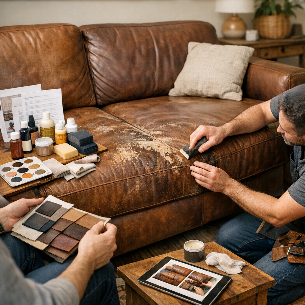 Rénovateur, kit complet ou artisan : quelle solution pour un canapé cuir abîmé ?