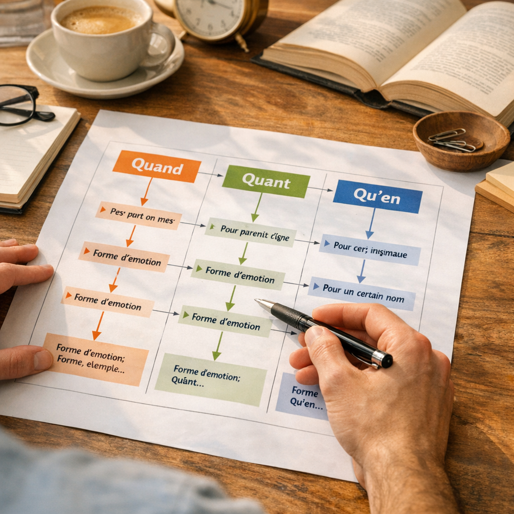 Le test infaillible : tableau de décision pour choisir entre « quand », « quant » et « qu'en »