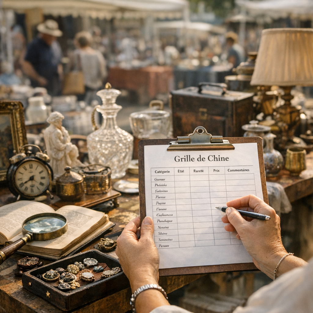 Comment évaluer une brocante 33 avant de partir : la grille de chine d’une antiquaire