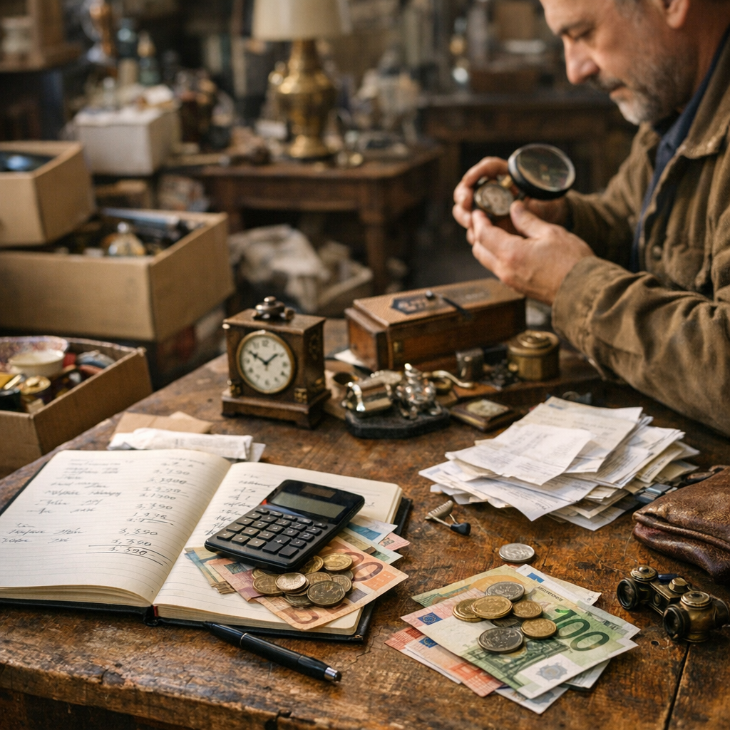 Un mois réel de brocanteur : achats, marge, frais et revenu net