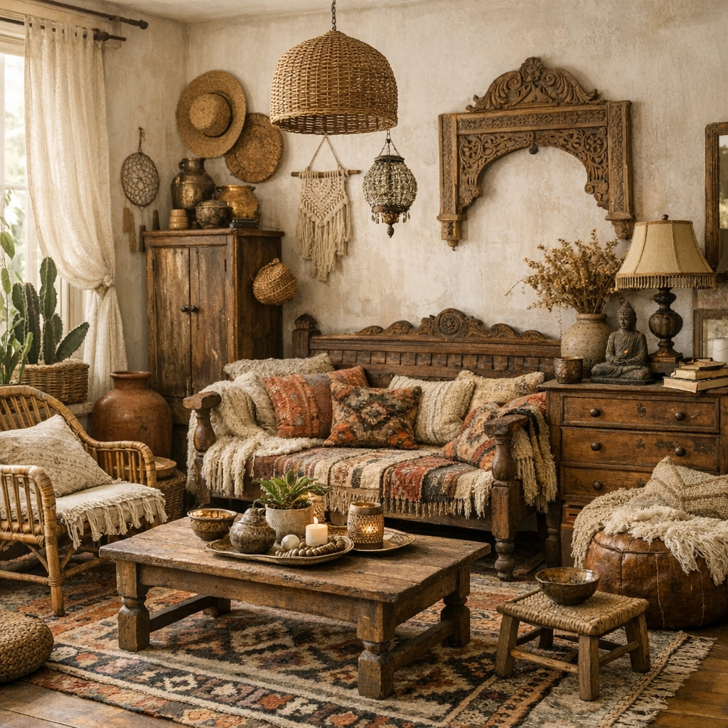 Comment faire une décoration bohème avec de la brocante et des meubles anciens