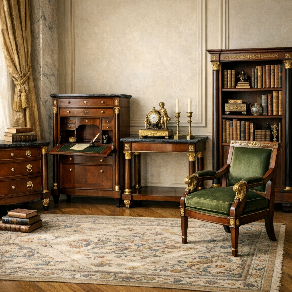 Fourchettes de prix par type de meuble : commode, secrétaire, console, fauteuil et bibliothèque