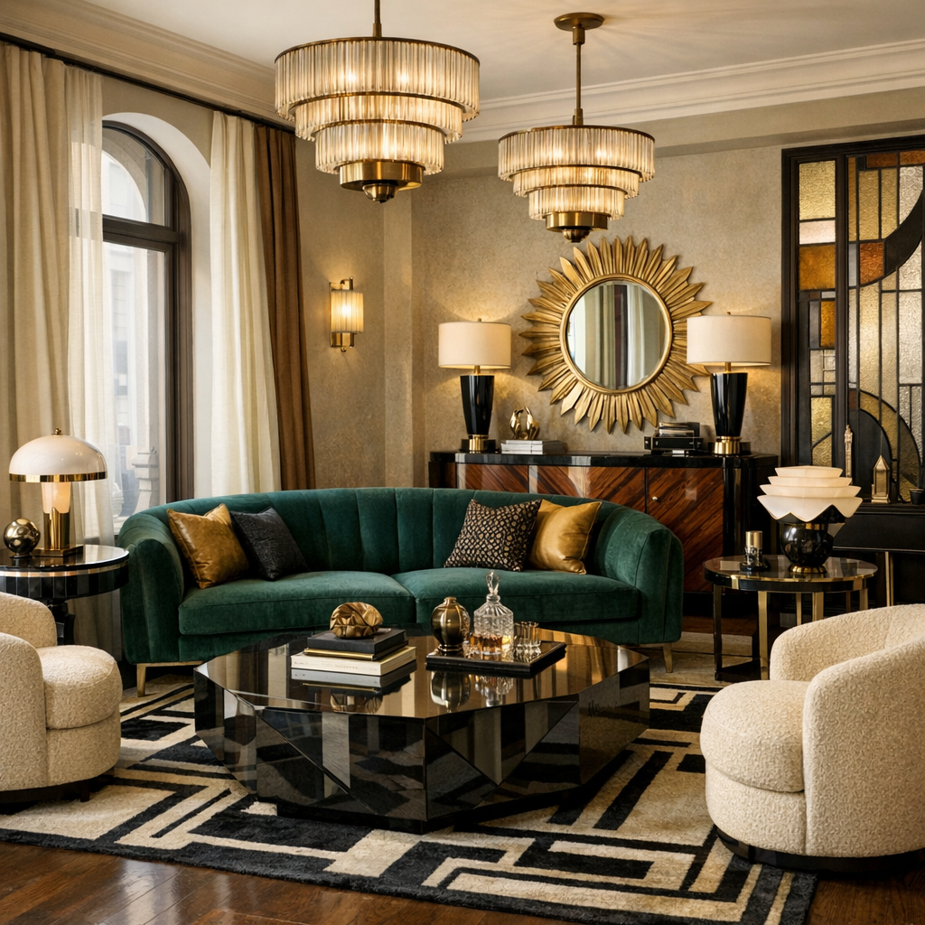 Quelles couleurs, matières et meubles choisir pour un salon Art déco crédible ?