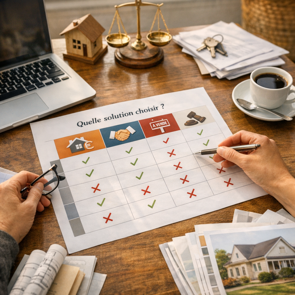 Quelle solution choisir ? Tableau comparatif des 4 façons de sortir de l'indivision