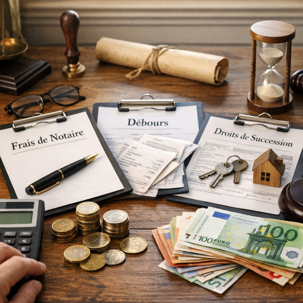 Ce que vous payez vraiment : frais de notaire, débours, taxes et droits de succession, sans les confondre