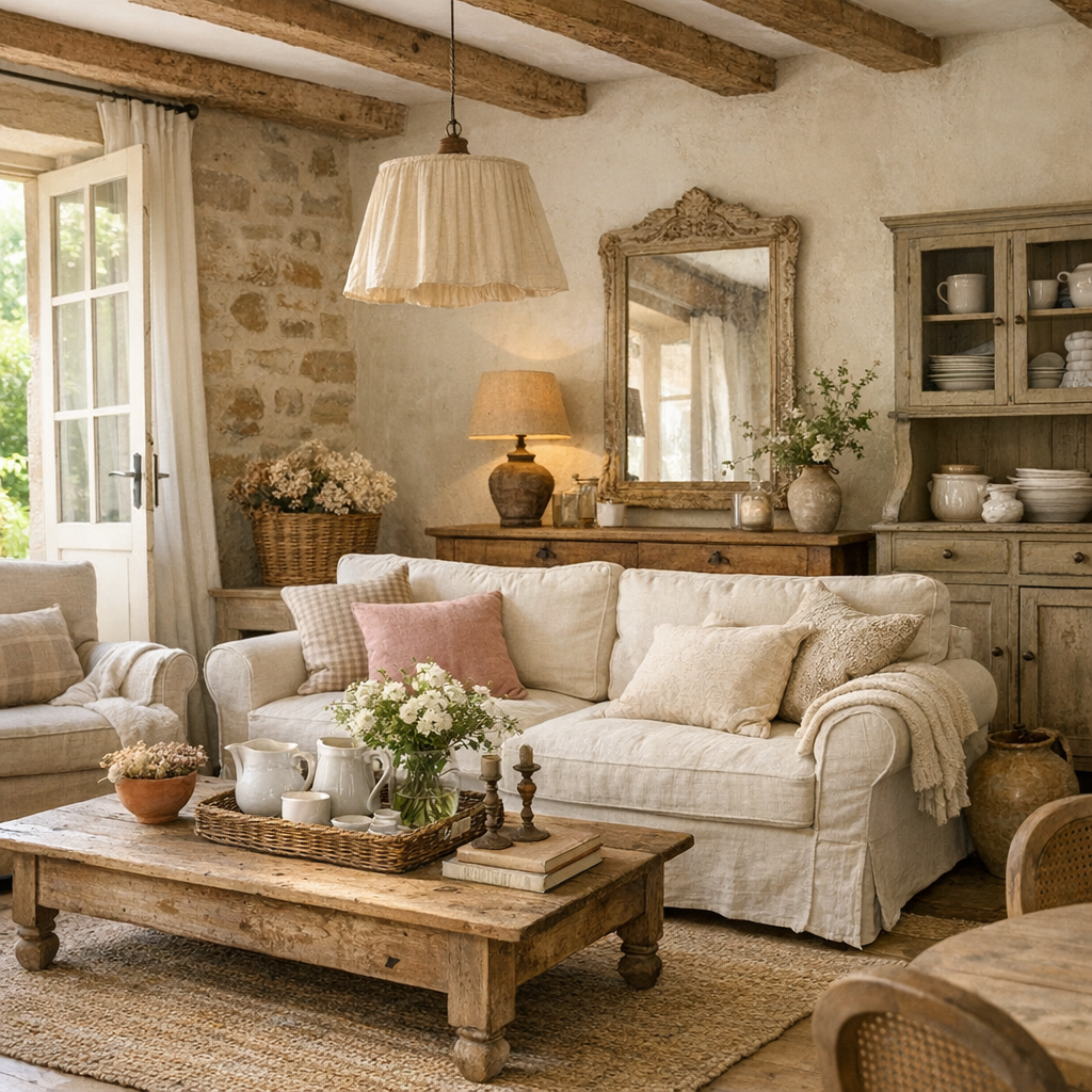 Les matières, couleurs et meubles qui créent un vrai intérieur campagne chic