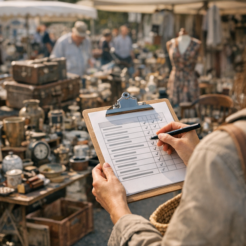 La grille d'Élise Marsan pour évaluer la qualité d'une brocante avant de partir