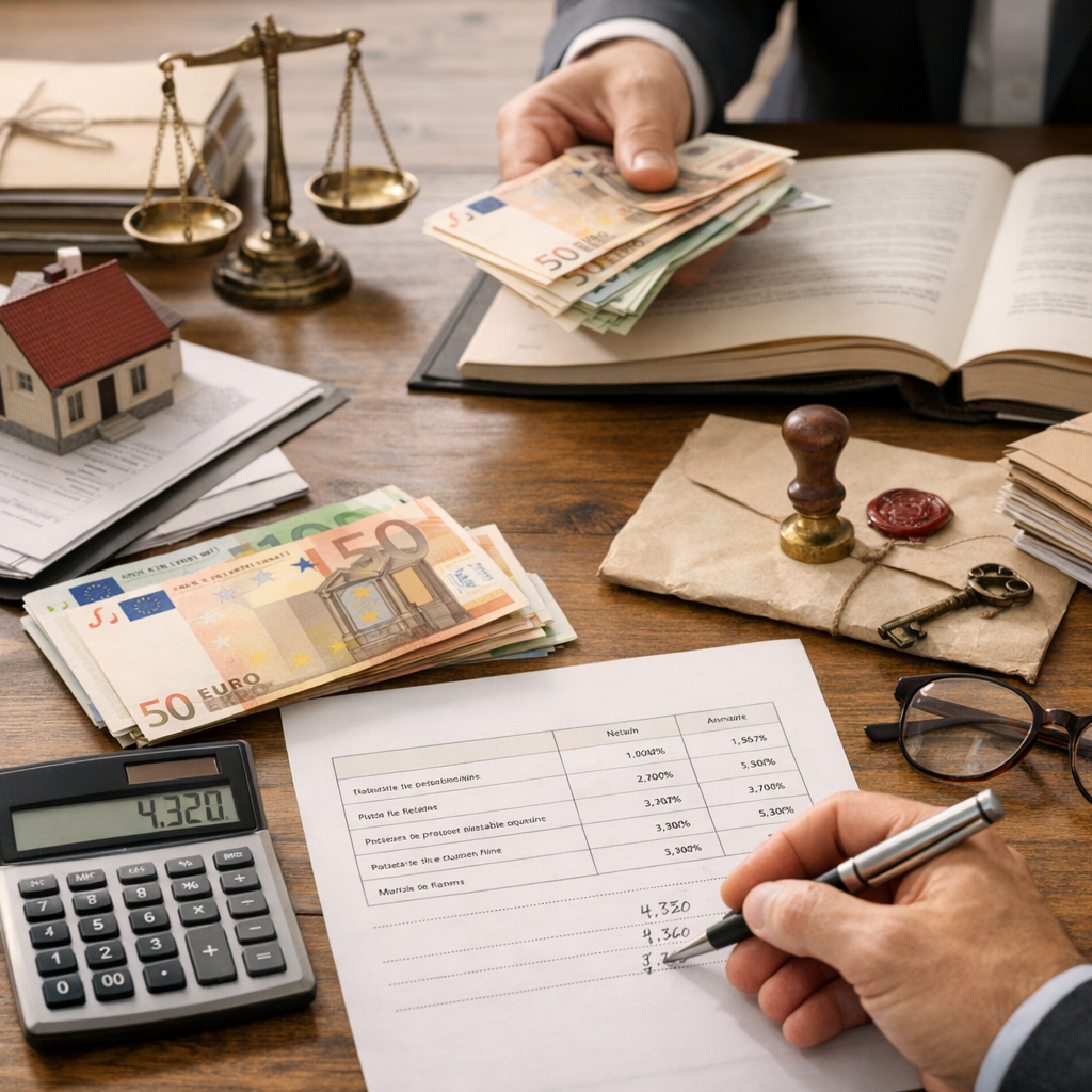 Comment se calculent les frais de notaire lors d'une succession : barème, actes et exemple chiffré complet