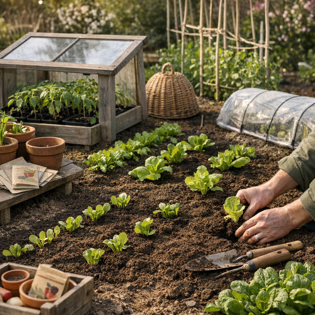 Au potager en avril : quoi semer, quoi planter, et quoi garder encore sous abri