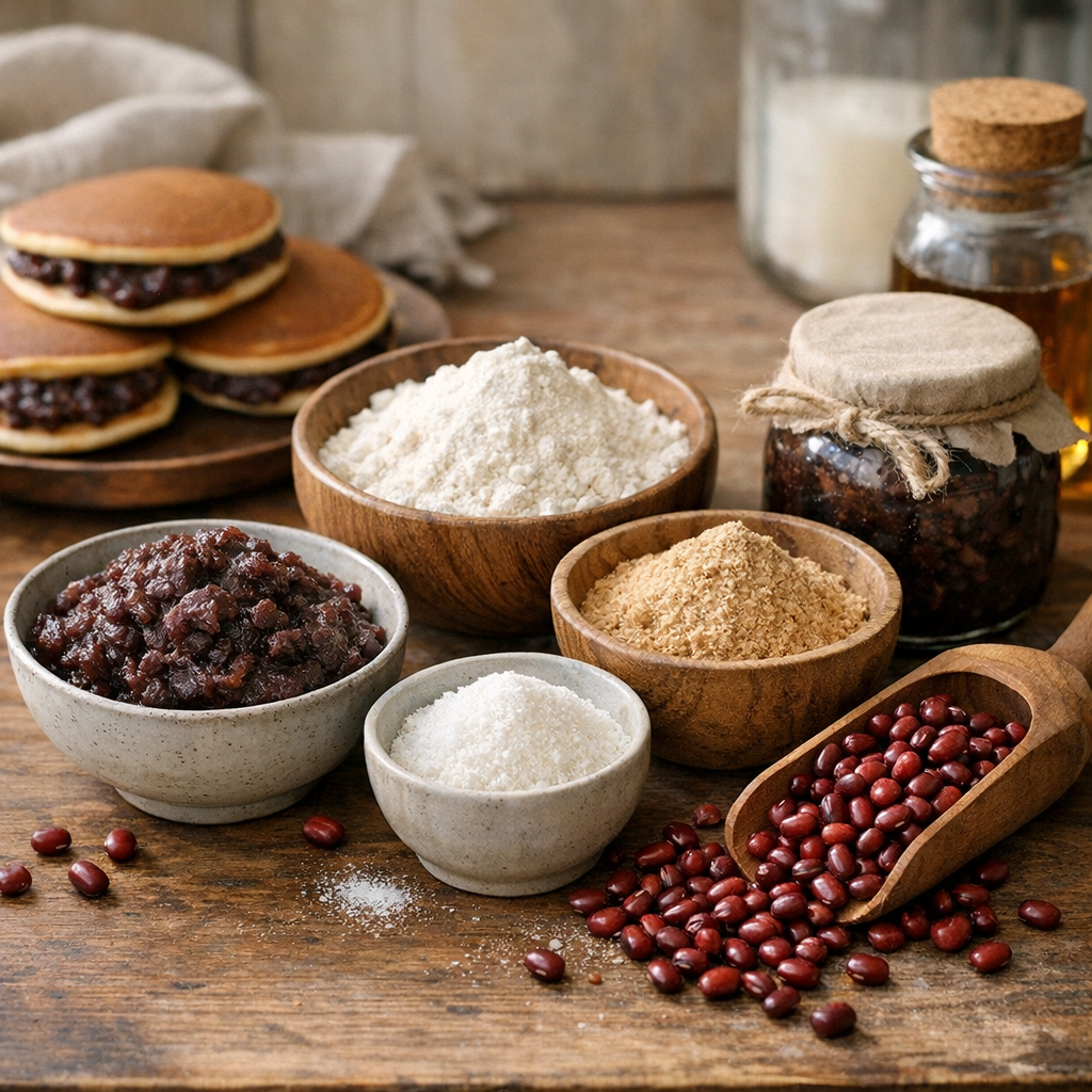 Les ingrédients qui changent tout : azuki, farines, sucres et anko maison ou du commerce