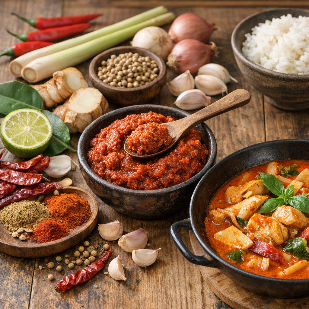 Quels sont les ingrédients du curry rouge thaï et à quoi sert la pâte de curry rouge