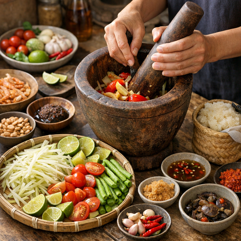 Comment préparer un som tam thai maison, comme en Thaïlande