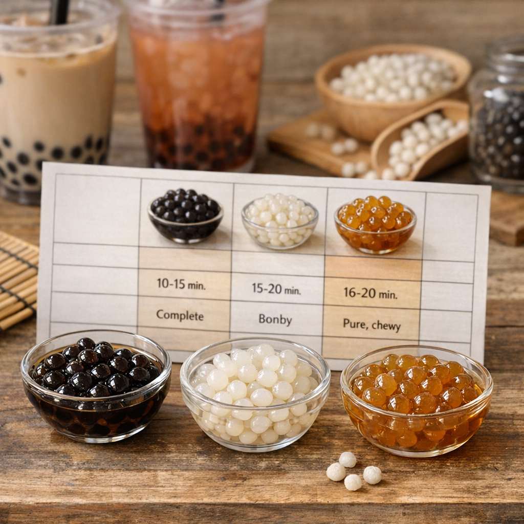 Quel tapioca pour bubble tea : tableau comparatif des perles, temps de cuisson et texture