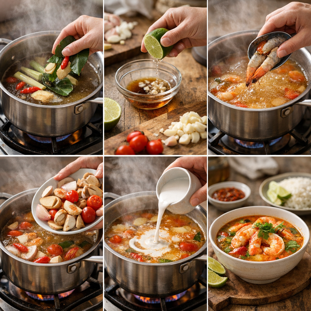 Comment faire une soupe tom yum kung réussie, étape par étape