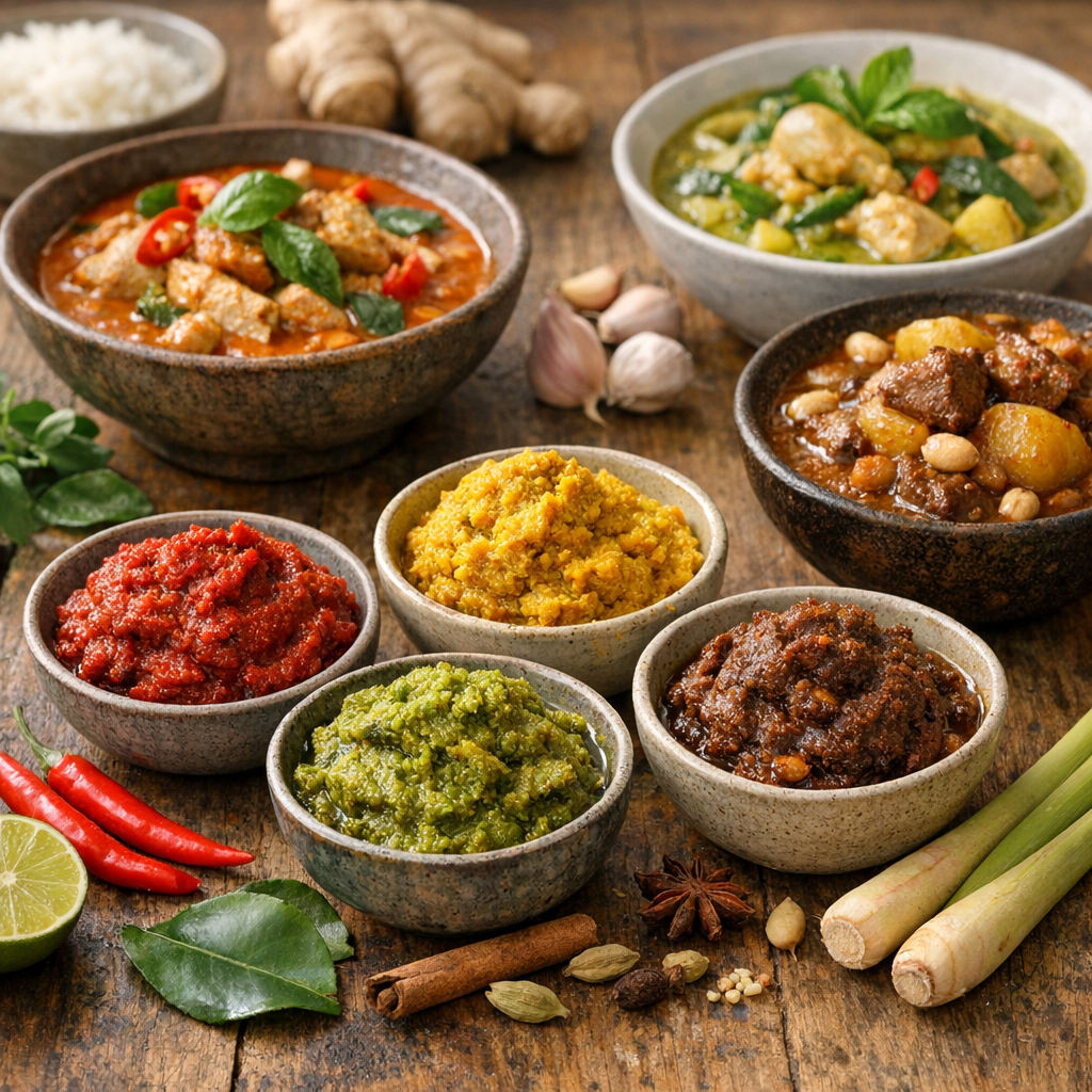 Quelle pâte de curry choisir selon le plat : rouge, jaune, verte ou massaman