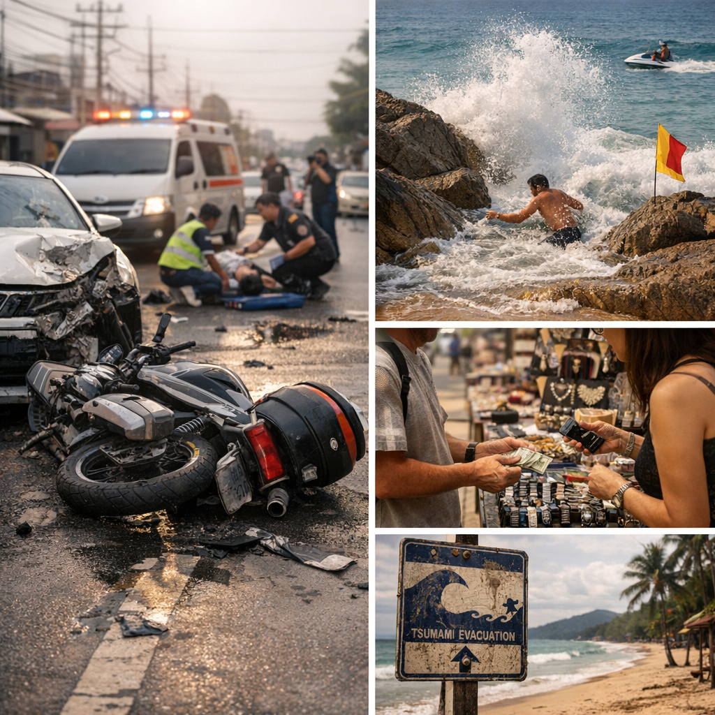 Les dangers les plus réels à Phuket : route, mer, arnaques visibles et risque tsunami