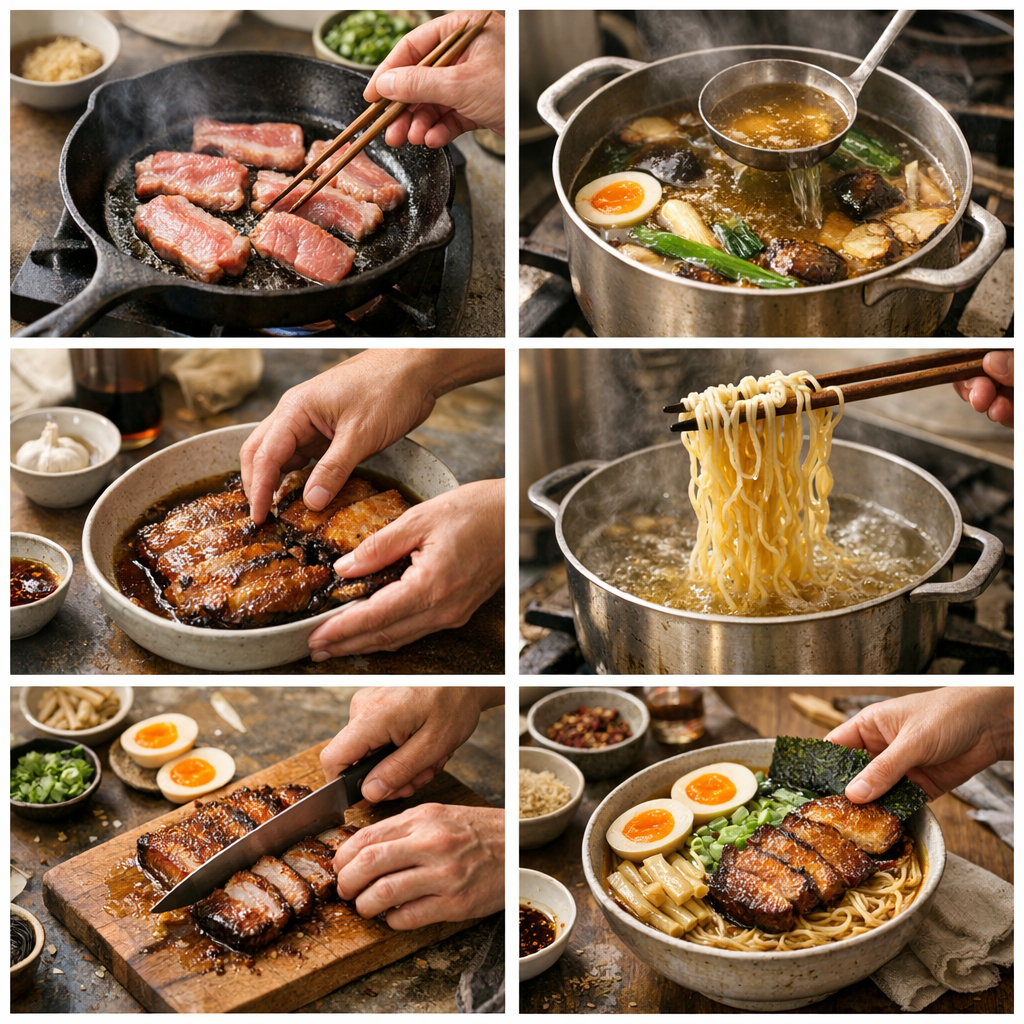 Comment faire des ramen maison au porc, étape par étape
