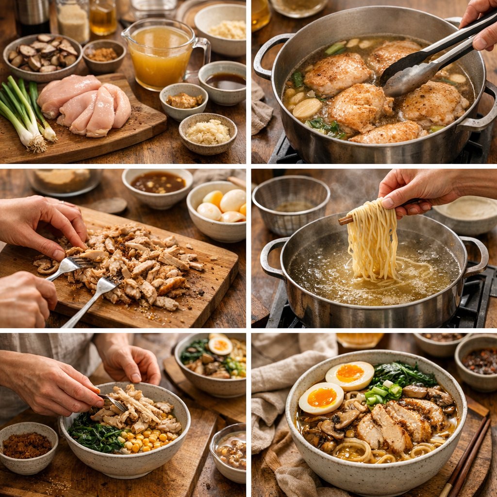 Comment faire des ramen maison au poulet étape par étape