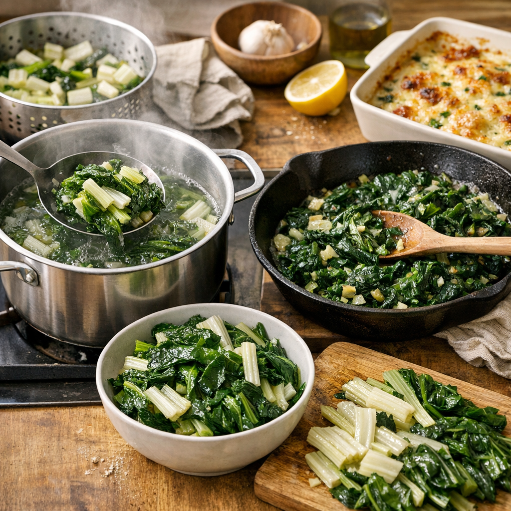 Cuisson des blettes : temps et méthodes selon le résultat recherché