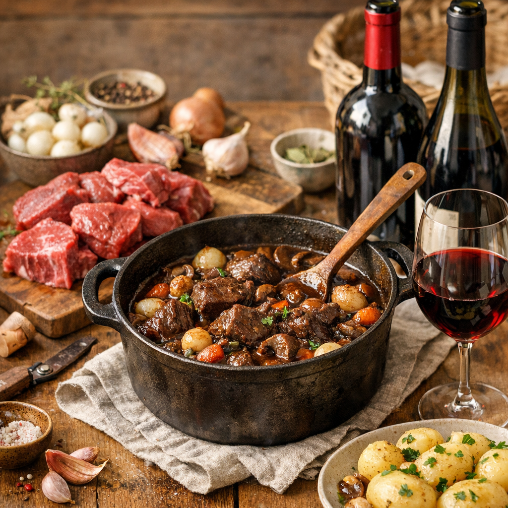 Quelle viande et quel vin choisir pour un bourguignon tendre et parfumé
