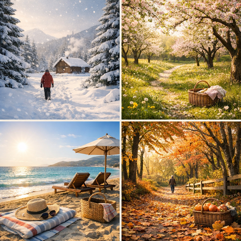 Dates des 4 saisons : hiver, printemps, été et automne