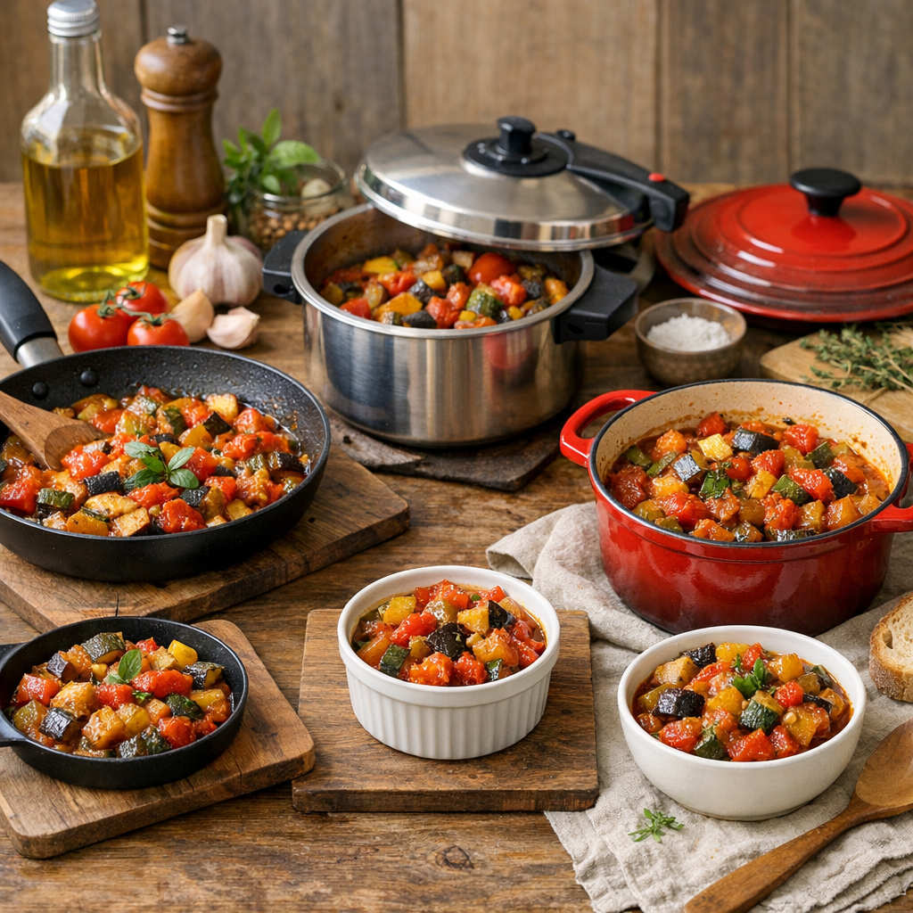 Quelle méthode choisir ? Comparatif concret des 3 cuissons pour une ratatouille facile