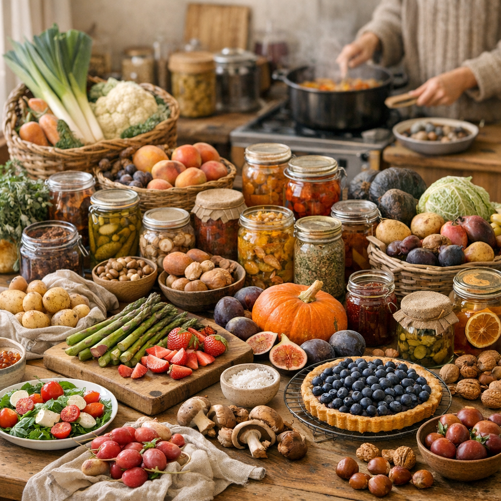 Calendrier des saisons 2026 mois par mois : quoi acheter, cuisiner, conserver et ne pas gaspiller