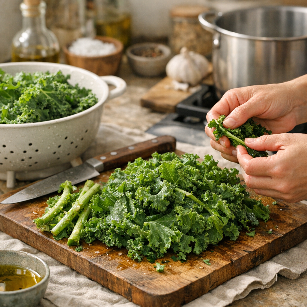 Avant cuisson : préparer le chou kale sans perdre le goût ni la texture
