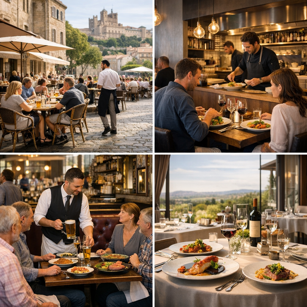 Les grands profils de restaurants à Béziers: centre-ville, bistronomie, brasserie et tables de destination