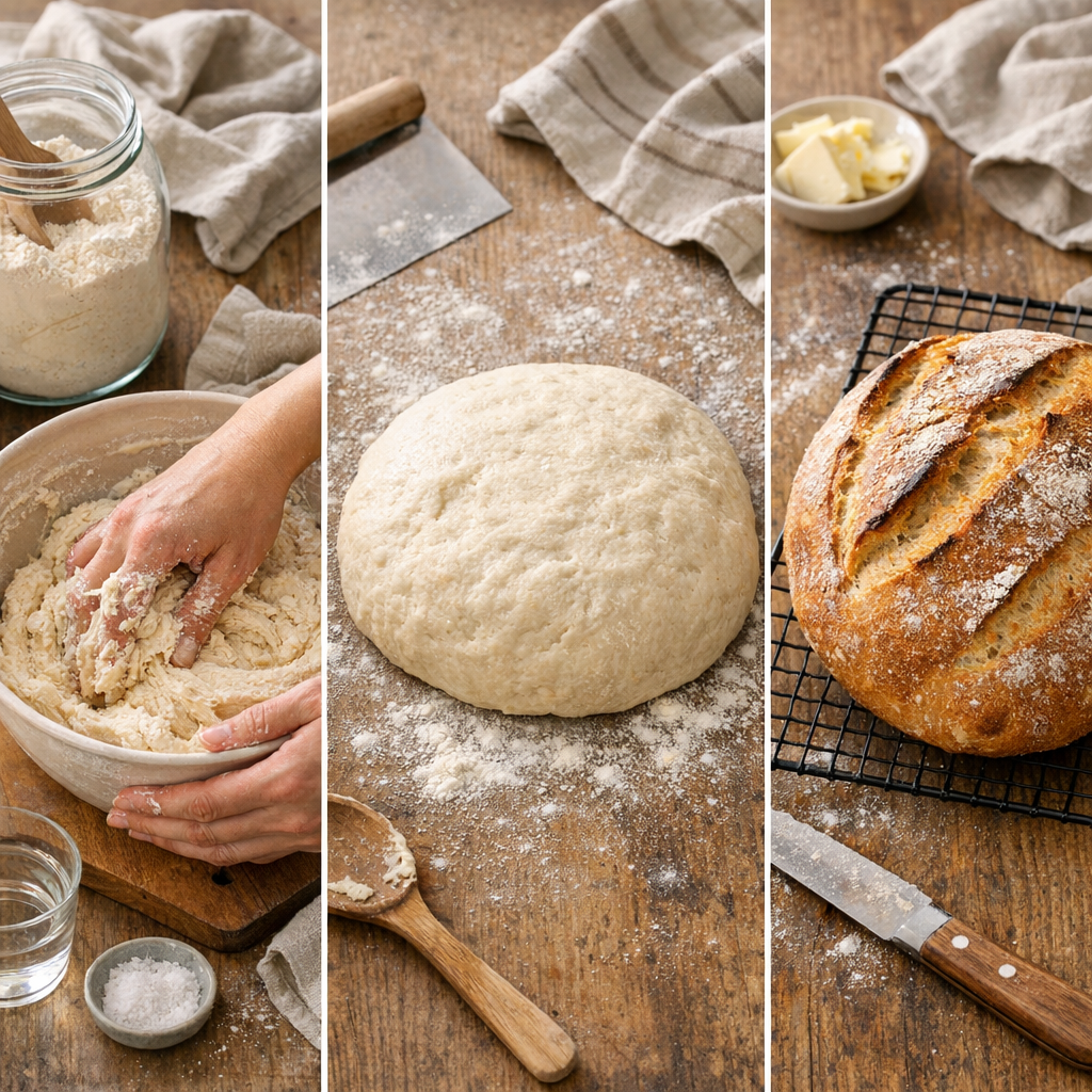 La recette pas à pas du pain maison sans machine, avec ou sans pétrissage