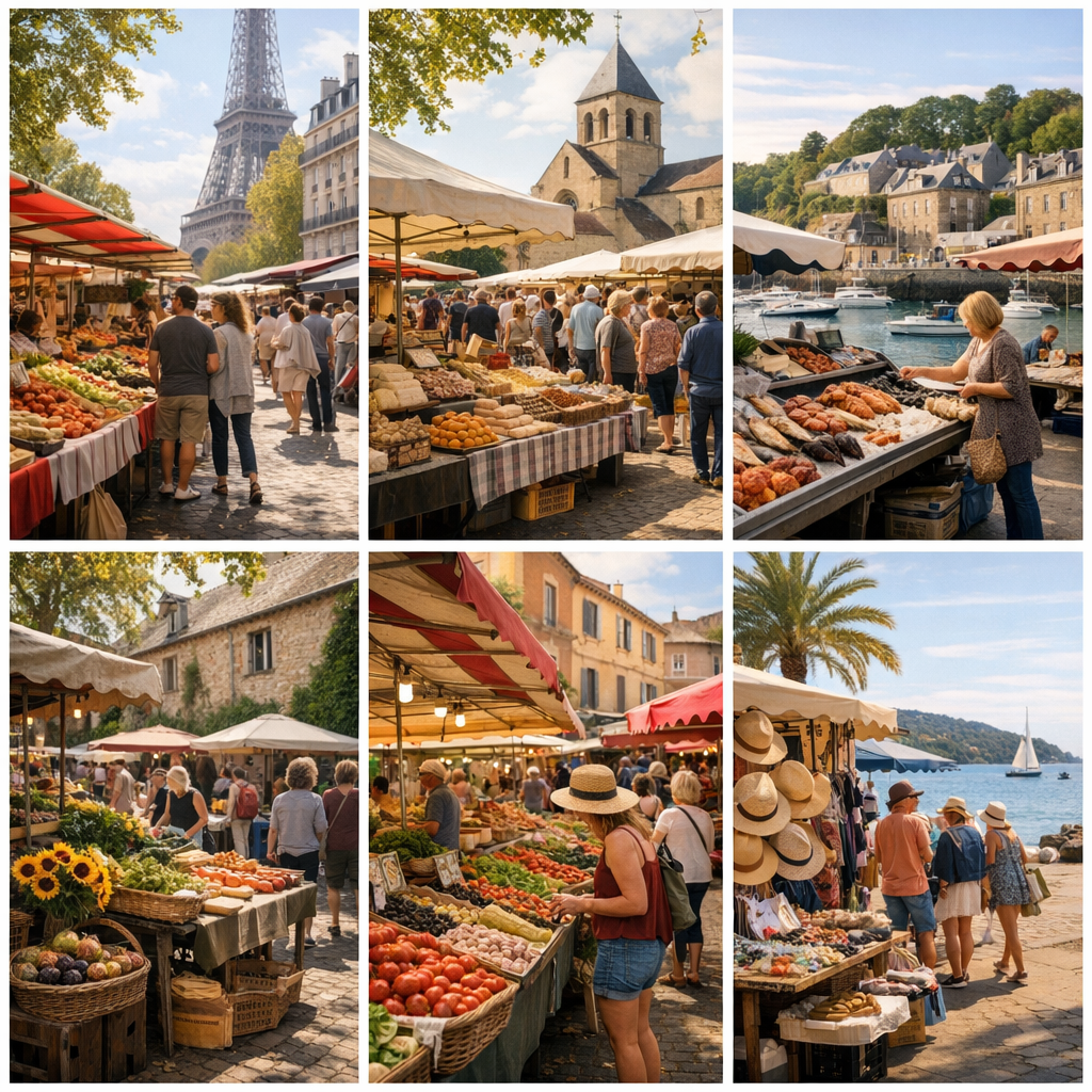 Quels marchés le dimanche selon les régions : Paris, Île-de-France, Yvelines, Bretagne, Provence et littoral