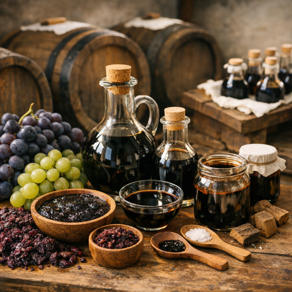 Avec quoi est fait le vinaigre balsamique, et comment est-il fabriqué selon les catégories ?