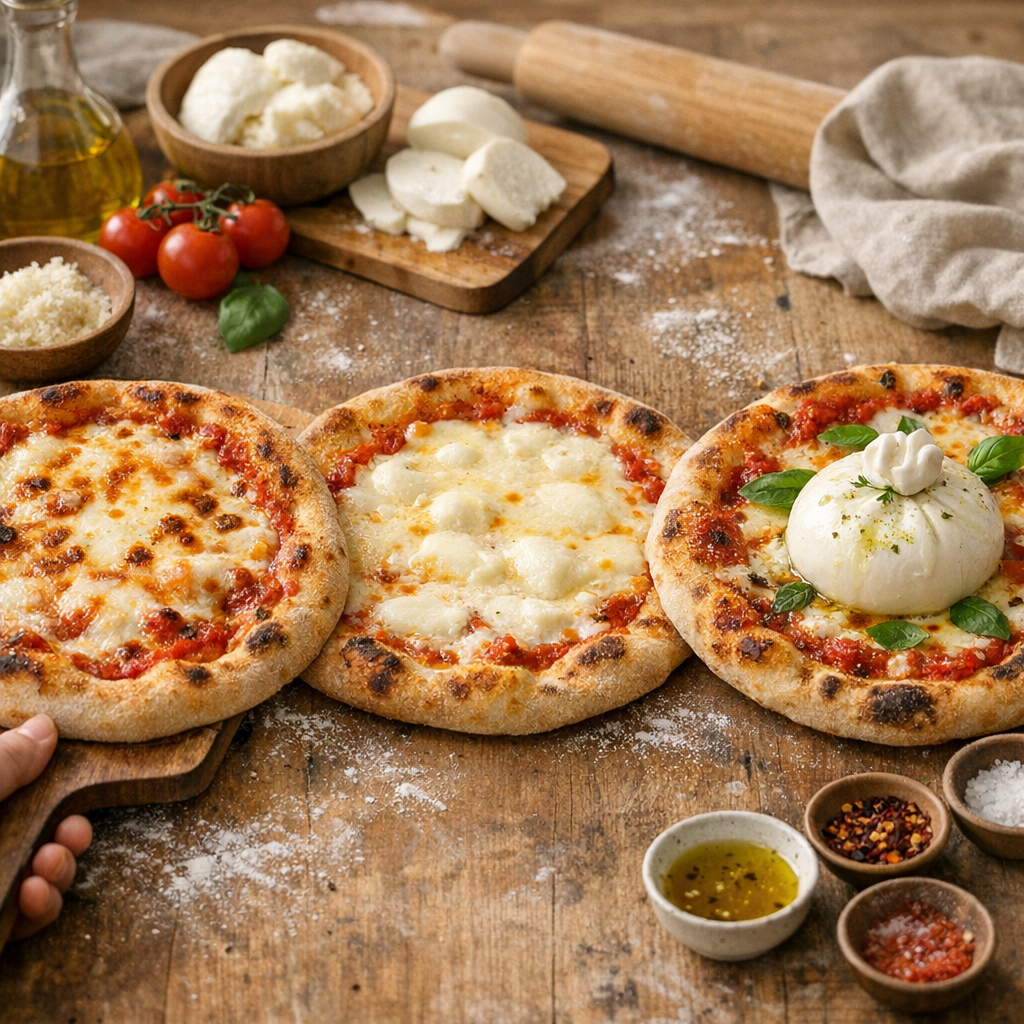 Quel fromage sur une pizza maison ? Mozzarella classique, fior di latte ou burrata : le vrai comparatif cuisson