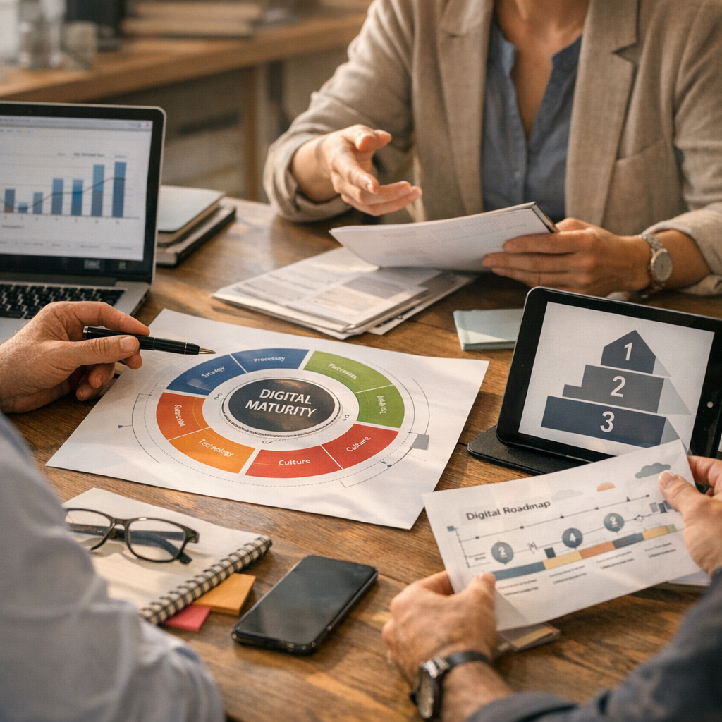 Notre framework SGP Europe : évaluer la maturité digitale et prioriser les chantiers sans disperser les budgets