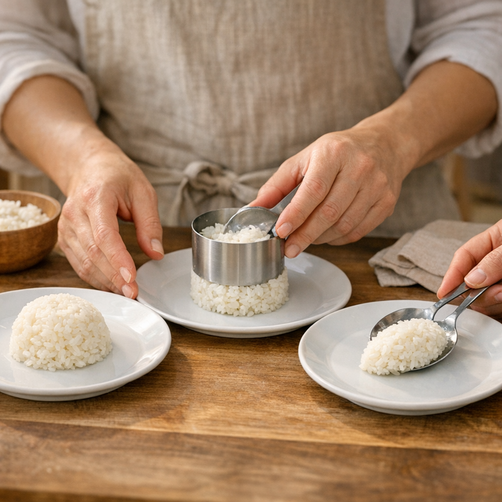 Le bon geste pour un riz en dôme, en timbale ou en quenelle