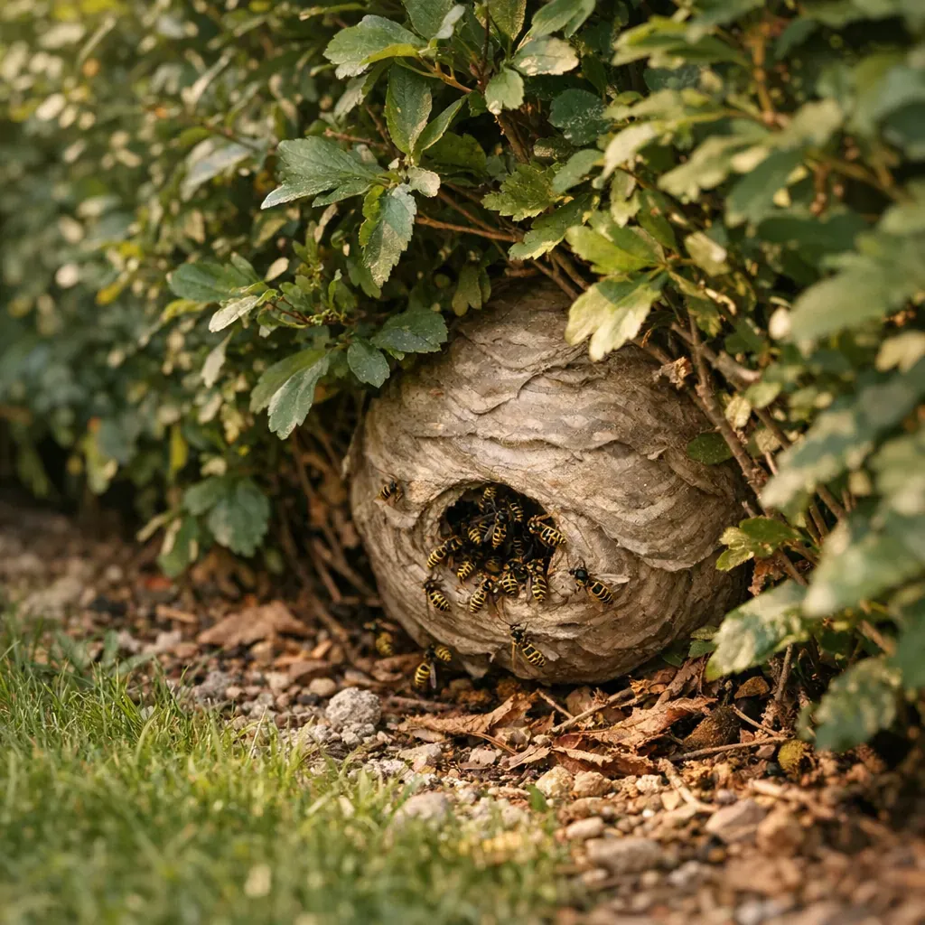 Le cas le plus trompeur : un nid de guêpes caché dans une haie ou au ras du jardin