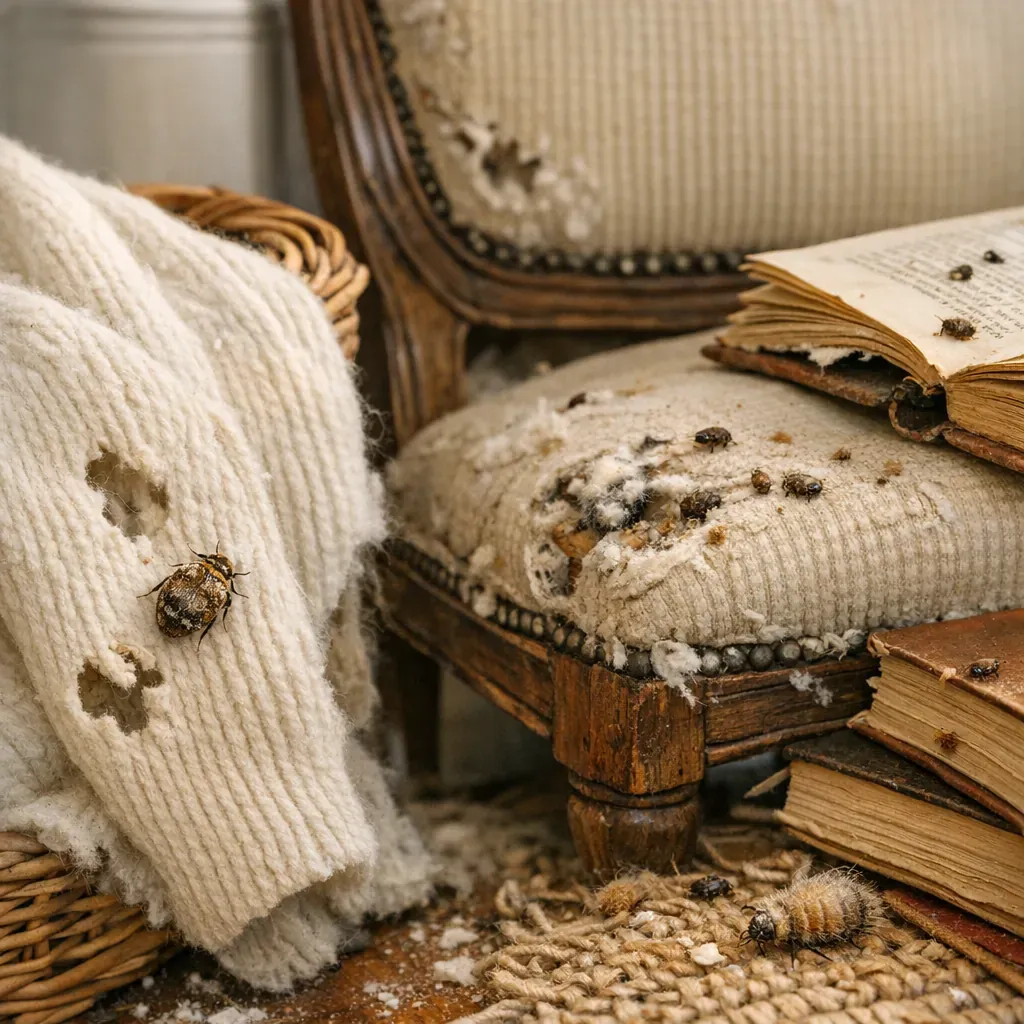 Fibres naturelles, vêtements, meubles, livres : quand le vrai nuisible est l’anthrène