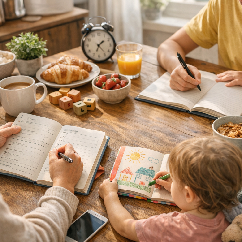 Comment adapter un carnet de journaling familial du matin si tout le monde n’a pas le même âge ni la même envie d’écrire