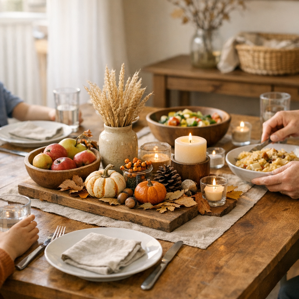 Comment garder une table d’automne naturelle et familiale sans gêner le repas au quotidien
