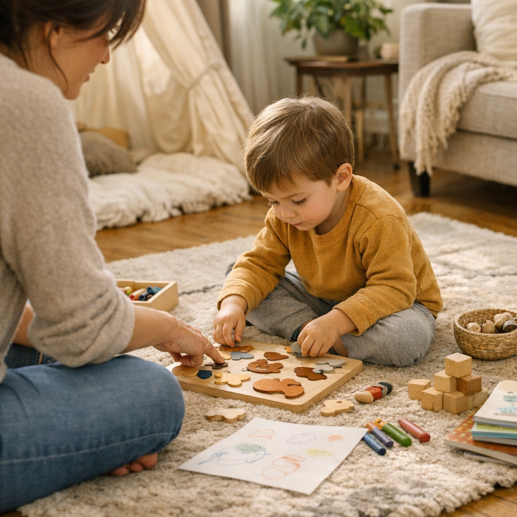 Comment installer une activité intérieure calme pour un enfant de 3 ans sans utiliser d’écran, tout en restant présent a