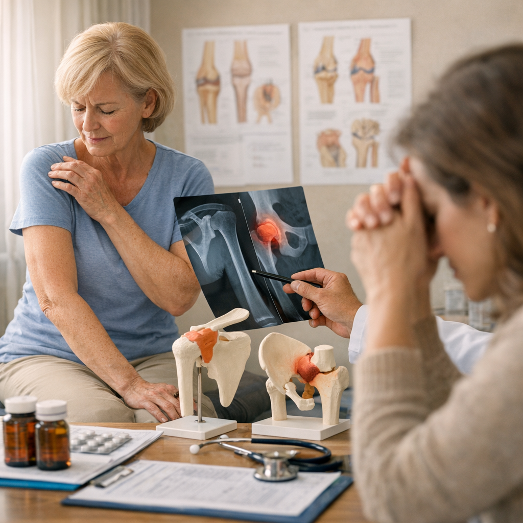 Symptômes, diagnostic et différence avec une polyarthrite