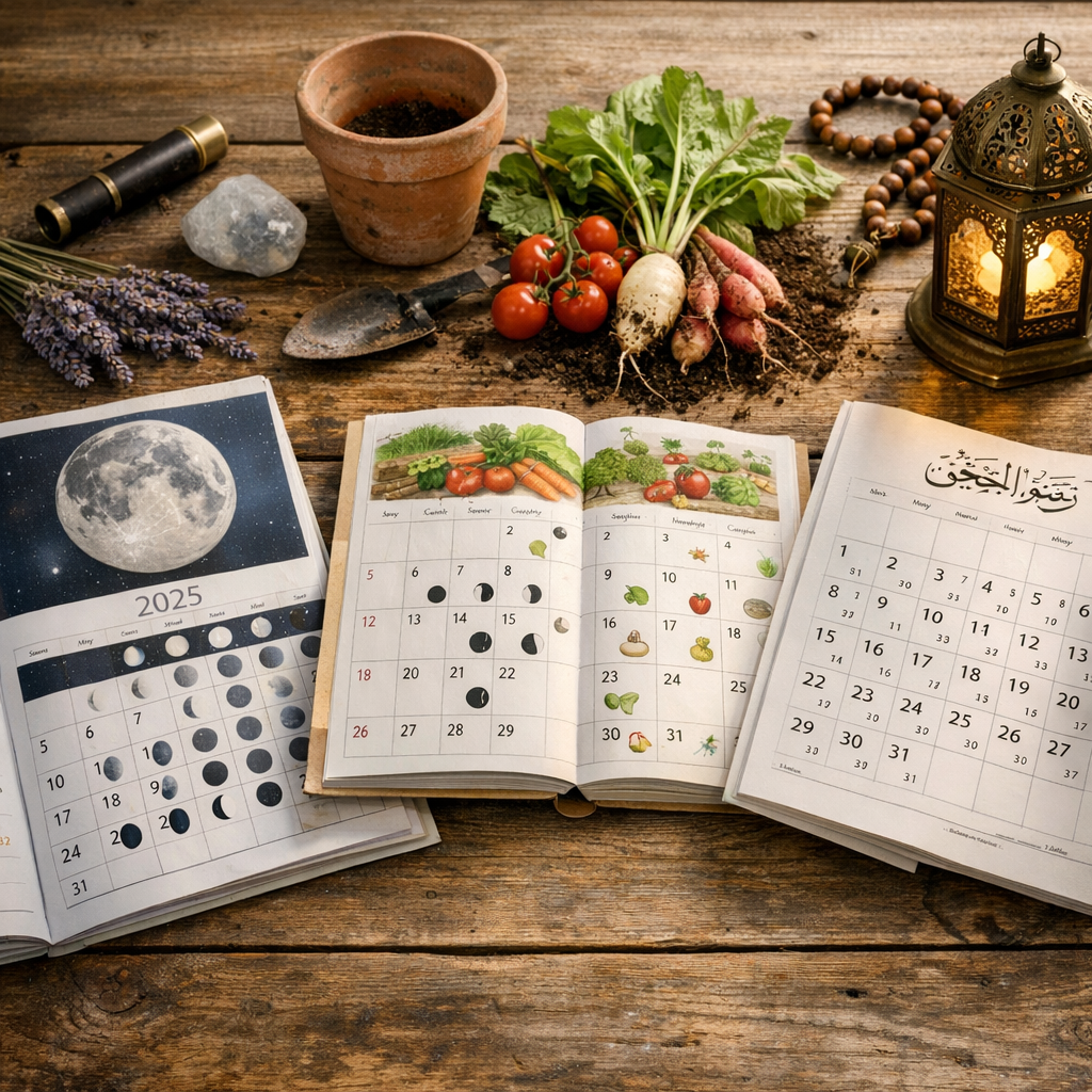Calendrier lunaire, calendrier de jardin, calendrier hégirien : trois logiques à ne pas confondre