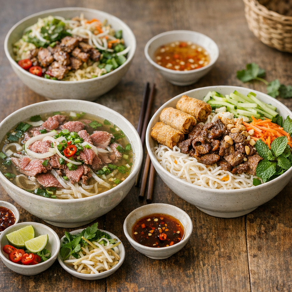 Phở bò, soupe de nouilles au bœuf, bò bún : les confusions à éviter