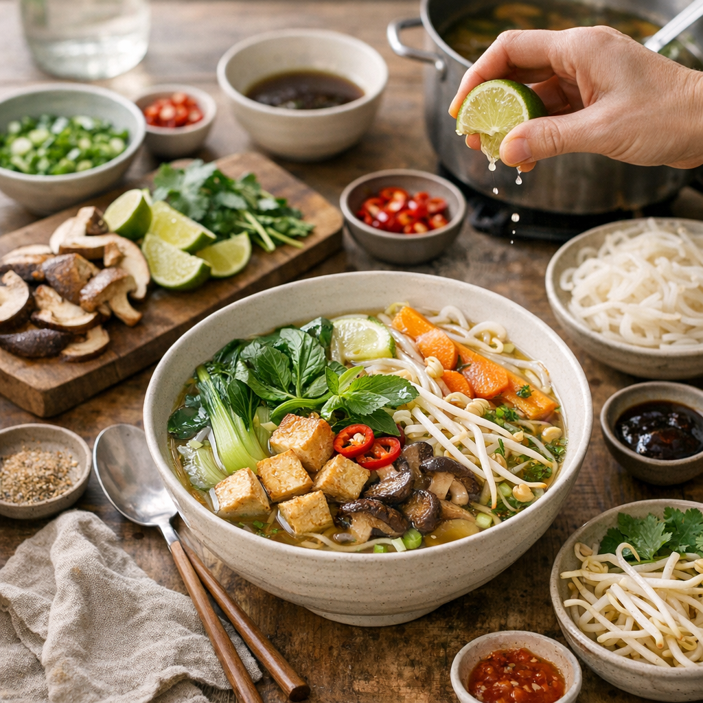 Recette : préparer une soupe pho végétarienne équilibrée à la maison