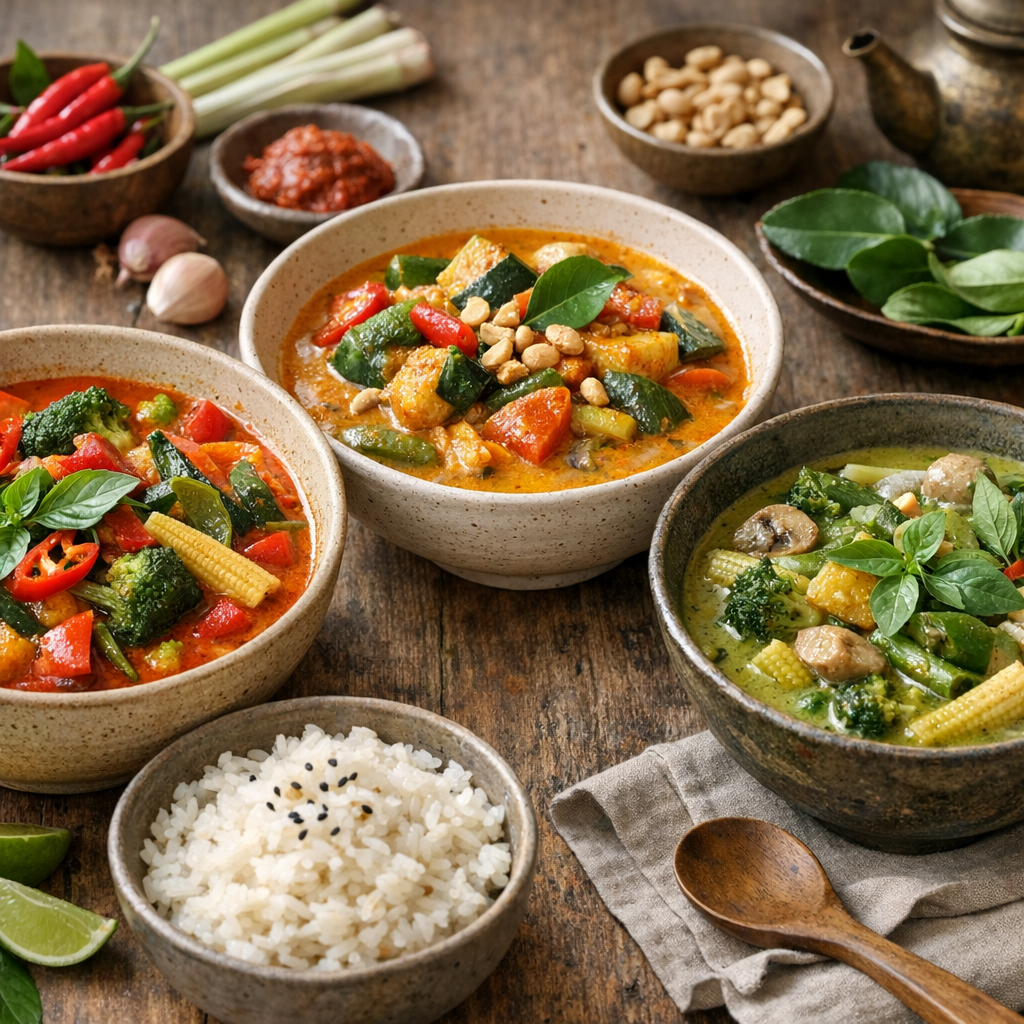 Curry rouge, panang, curry vert : quelles différences pour une recette de légumes ?