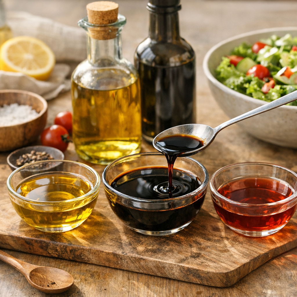 Faut-il garder la même proportion d’huile et de vinaigre avec la sauce soja ? Non : il faut rééquilibrer selon le type d