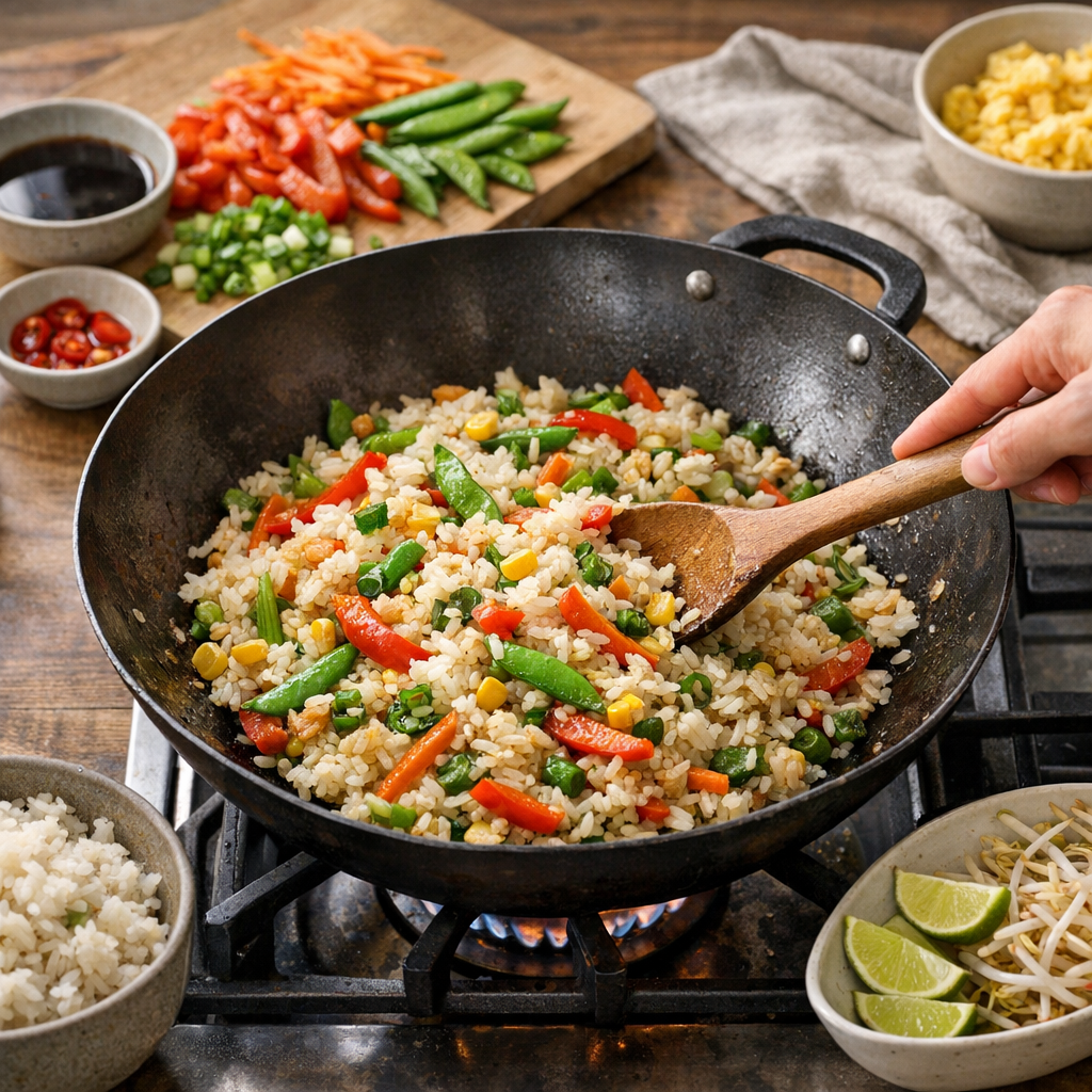 Méthode étape par étape : réussir un riz sauté aux légumes sans le transformer en bouillie