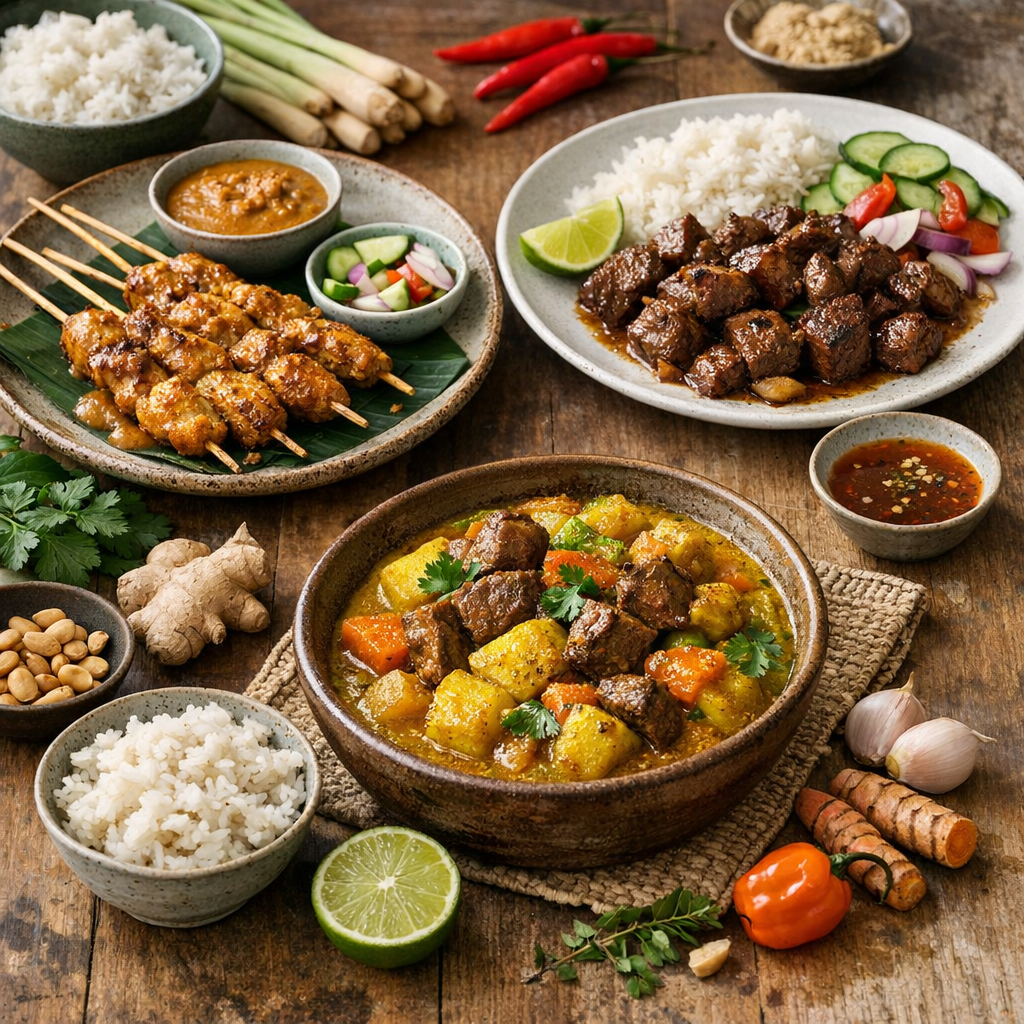 Nos recettes repères : saté, bœuf lôc lac, colombo